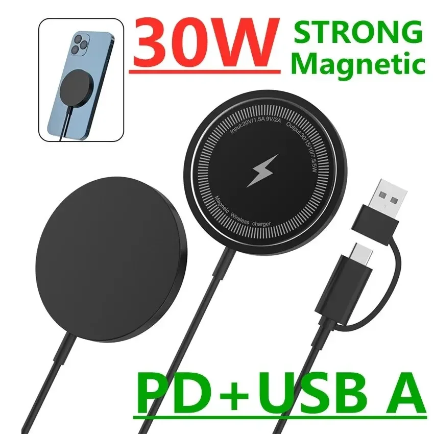 30w magnetyczna bezprzewodowa ładowarka do Macsafe iPhone 15 14 13 12 Pro Max Mini szybkie bezprzewodowe ładowanie stacji dokującej Mag ładowarki