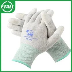 Luvas de proteção antiestáticas mecânicas, luvas antiderrapantes de fibra de carbono para telefone, reparo de peças eletrônicas, tamanho L e M, AS02