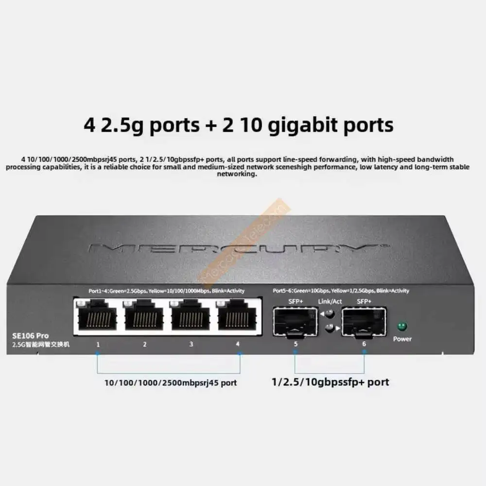Mercury SE106 Pro 2.5G Intelligent Network Management Switch 2.5G+10G 10G SFP Optical Port Plug and Play