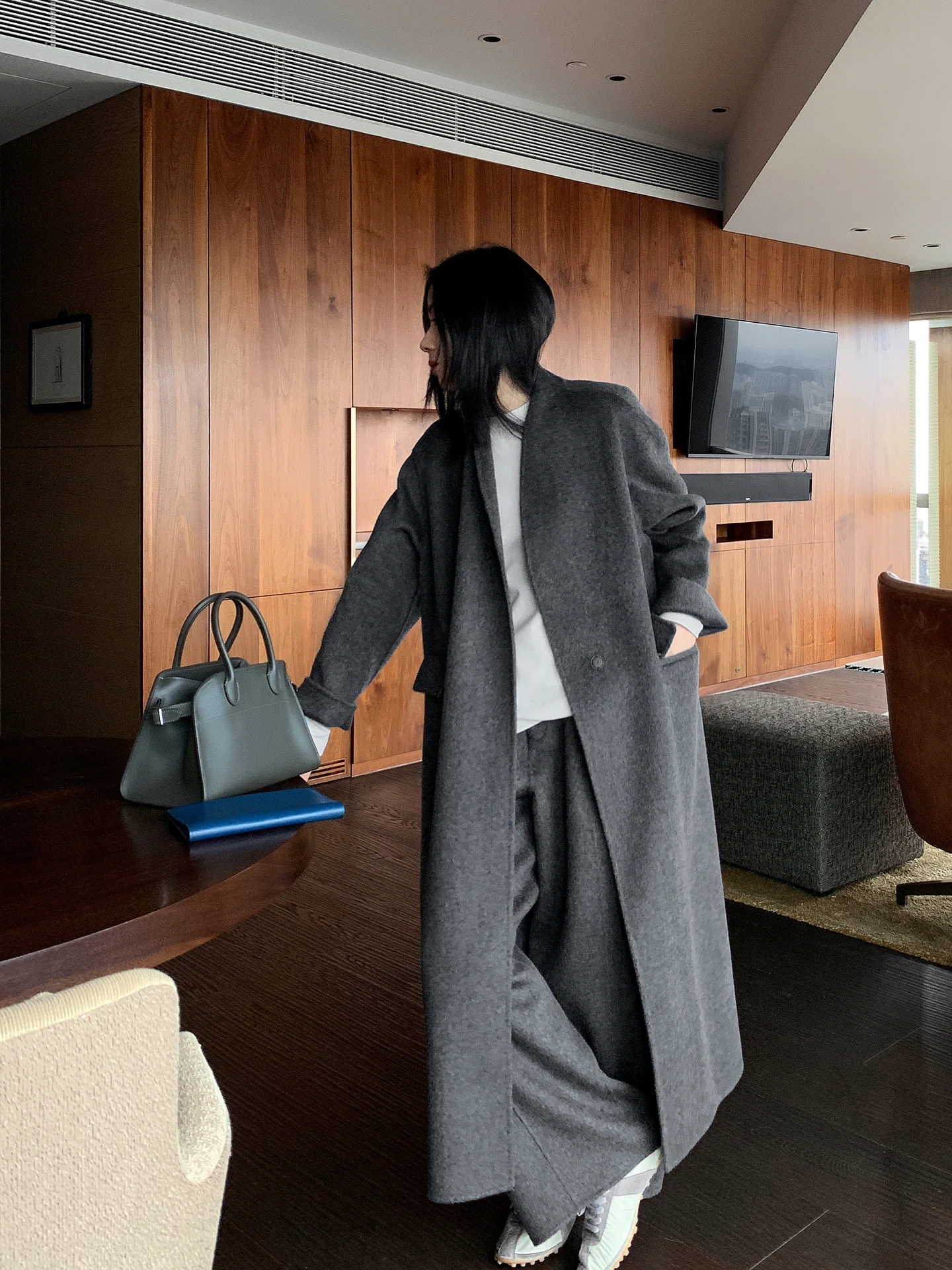 

Двустороннее шерстяное длинное пальто Muallychen с отложным воротником, премиум-качество, молодежный модный зимний верхний одеял для ношения на улице