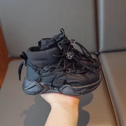 Girls High-top Sneakers Lace-up Simple Children Fashion Casual Shoes Drop Shipping Boys Sport Shoes Versatile Soft Kids Shoes