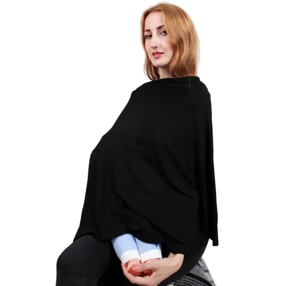 High Quality Solid Color Baby Nursing Covers Soft with Button Baby Car Seat Cover Breathable Multi-Function Nursing Poncho Scarf