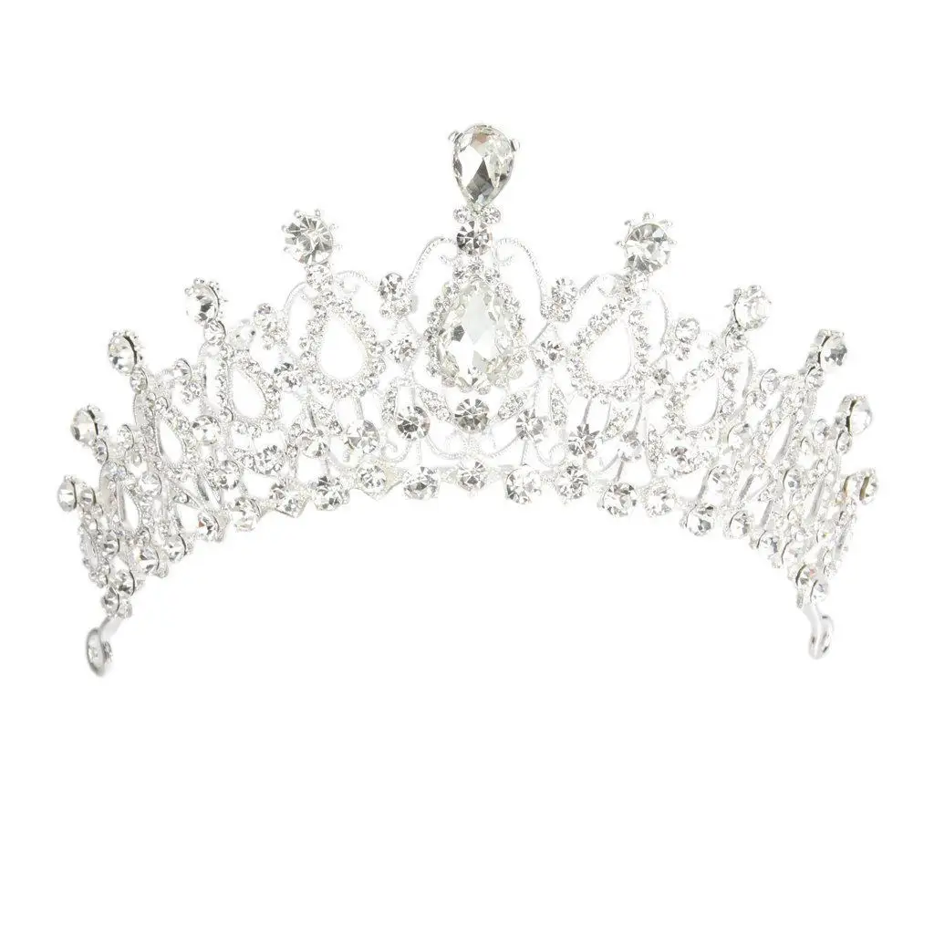 

Элегантная свадебная повязка для волос с кристаллами и стразами в форме капли, из серебристого сплава, для вечеринок, выпускных, помолвок, конкурсов красоты, свадебная заколка-обруч