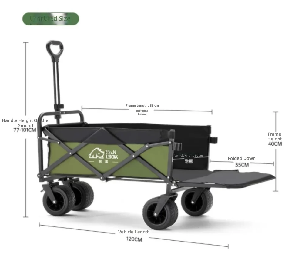 New Arrival Foldable All-terrain Waterproof Eco-Friendly Camping Wagon with High Volume Storage for Beach Trip OEM