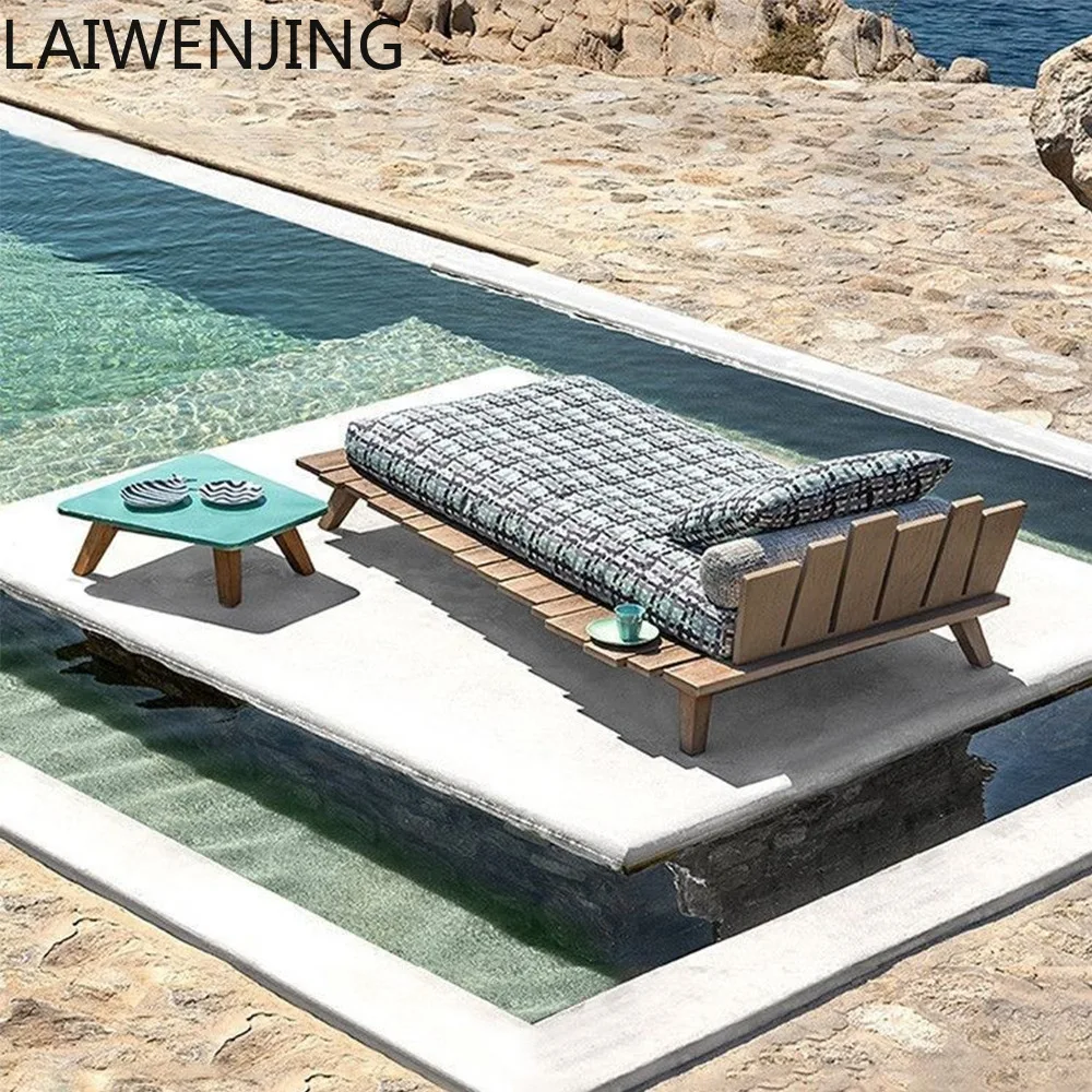 

SGF Outdoor Solid Wood Bed Outdoor Lounger Pool Beach Bed
