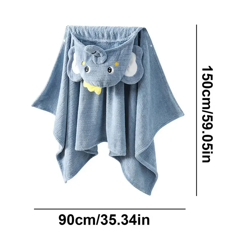 Asciugamani da bagno con cappuccio per bambini Asciugamano da bagno ad asciugatura rapida con cappuccio in elefante 59 X 35,4 pollici Asciugamano da doccia morbido e assorbente per ragazzi e