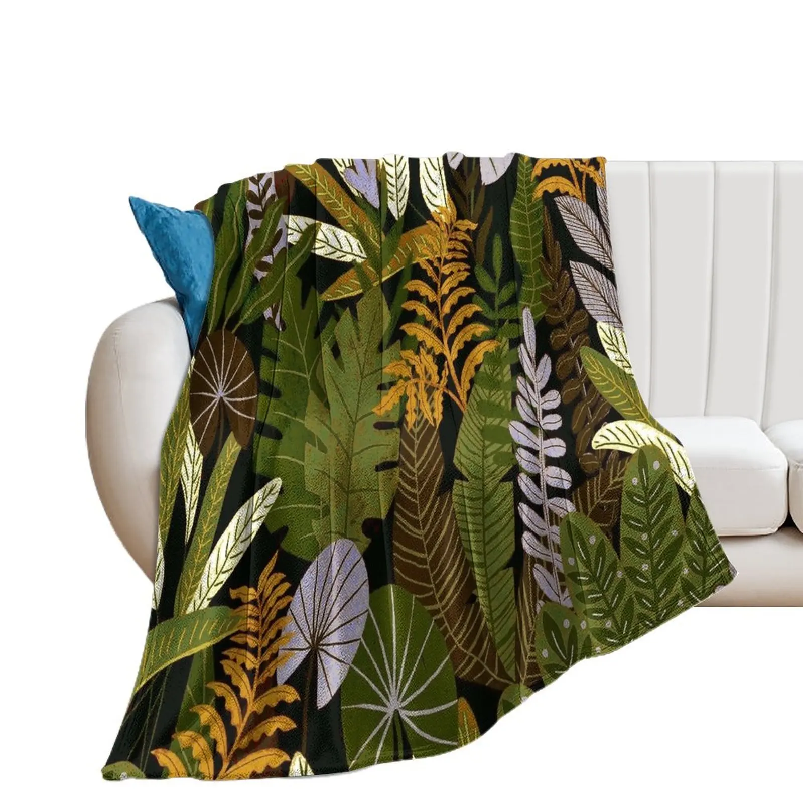 

Tropical Jungle Botanical Night Garden Throw Blanket Camping Extra Large Throw Bed Blankets