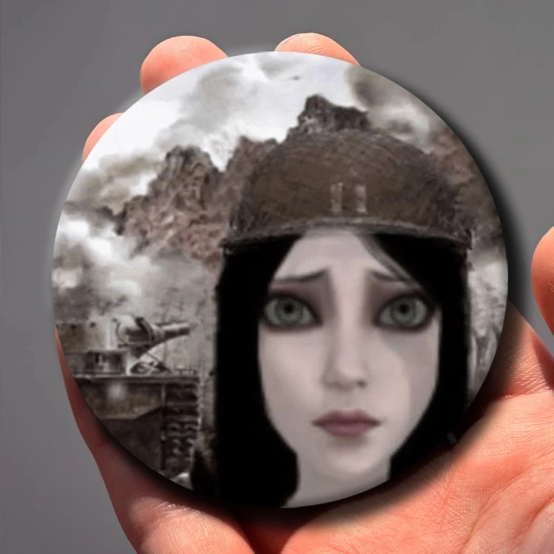 Horror Game Alice Madness Returns Lapel Pins Creative Cartoon Alice Liddell Brooch for Bag Shoes Cosplay Jewelry Badge Toys Gift