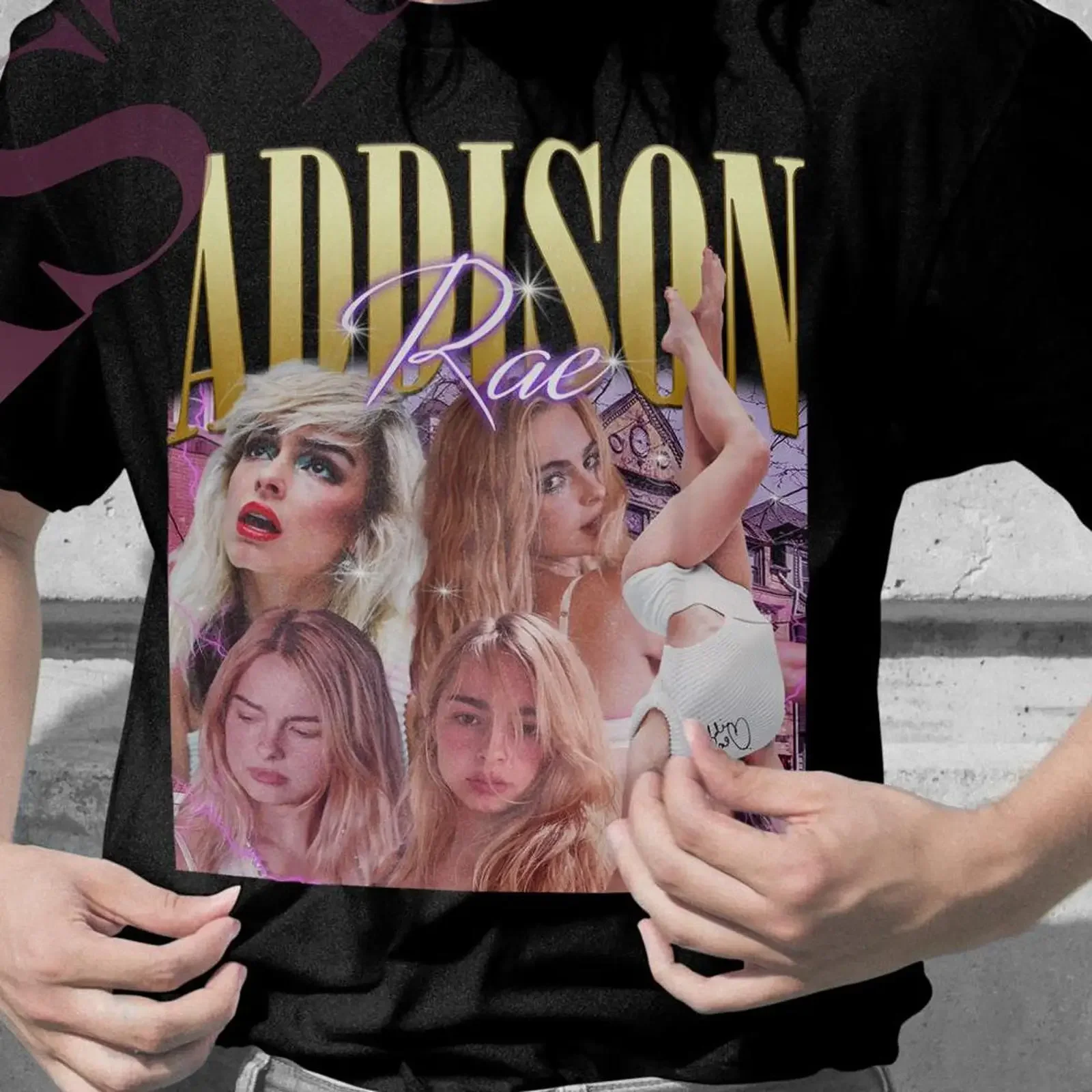 ADDISON RAE Vintage T Shirt Dance Hip Hop Influencer SweaT S 5XL 100 Cotton vintage Washed designer clothes streetwear Unisex