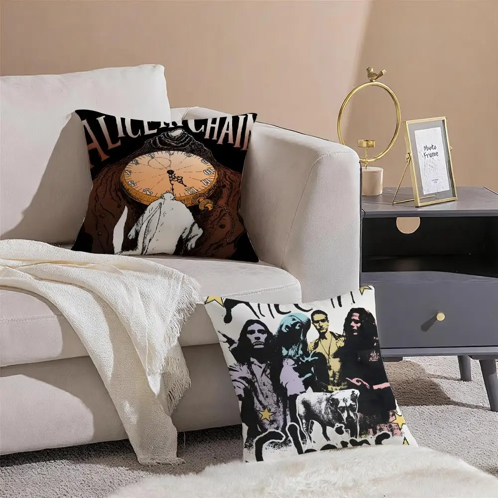 A-Alice in Chains Cushion Cover Linen Pillowcase Cover Soft Decor for Sofa Home Room