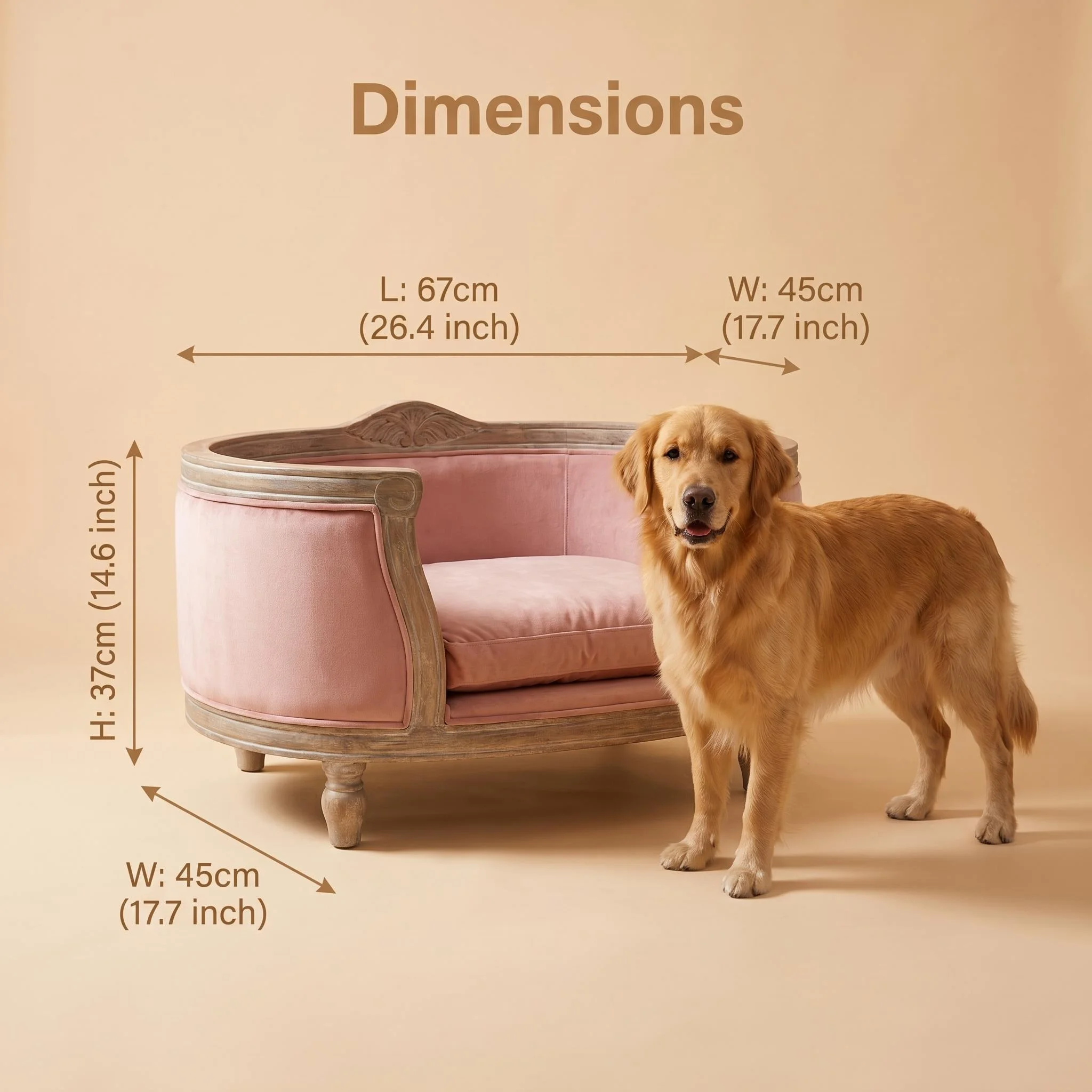 Elevated Curved Velvet Pet Sofa Bed With Washable Cushion Luxury Furniture - view 5