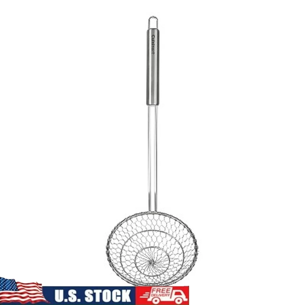 

5 Inch Stainless Steel Spider Strainer Hand Tool Dishwasher Safe Long Handle Ideal Frying Dumplings Chicken Pickles