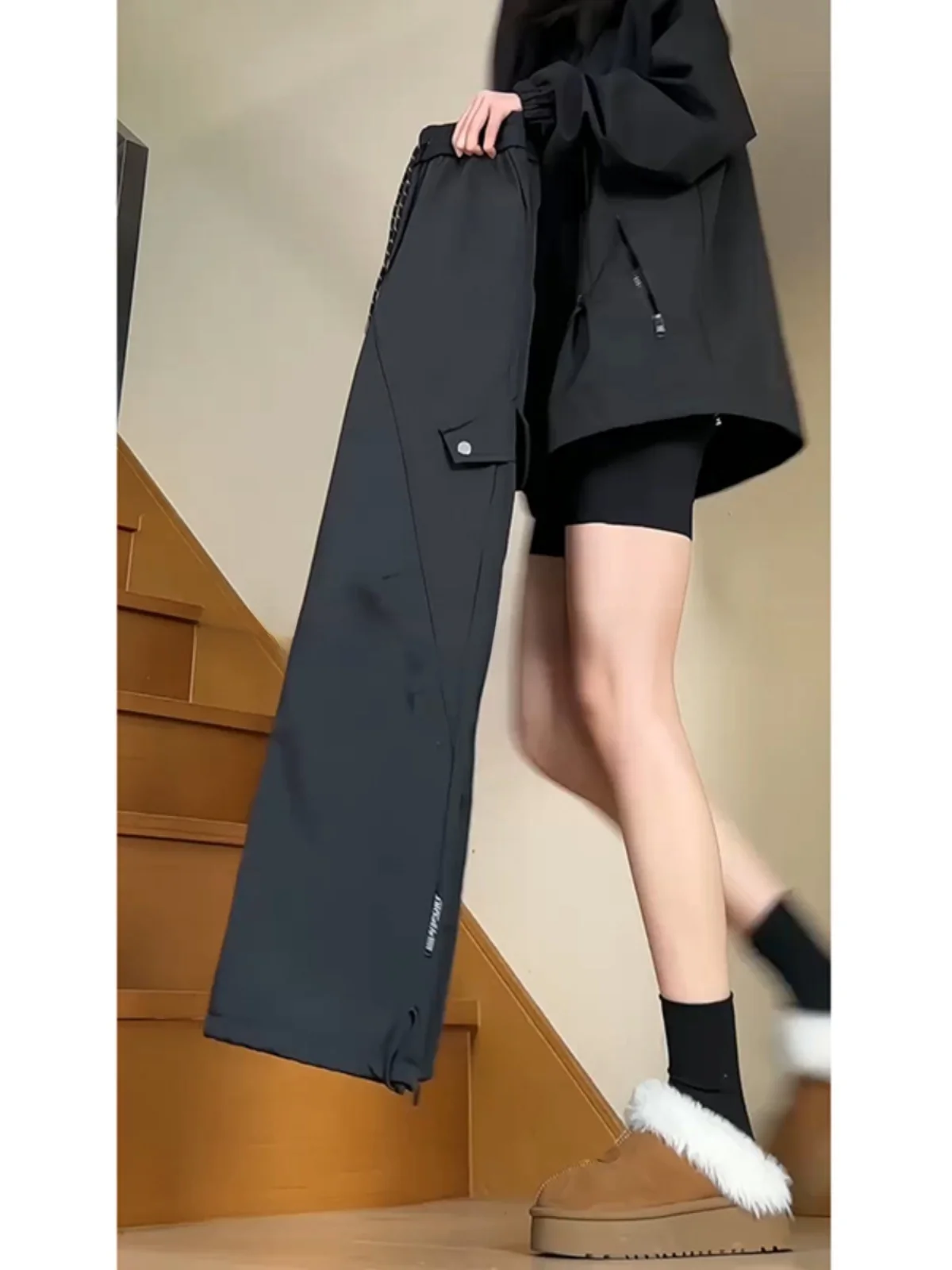 

Мужские зимние брюки с флисовой подкладкой для защиты от холода, утепленные рабочие брюки в американском стиле с манжетами, повседневные термоштаны