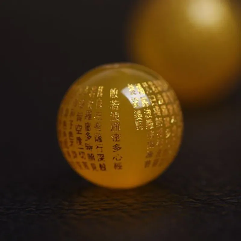 5A Natural Yellow Agate Heart Sutra Buddha Single Bead DIY Beads Crystal Jewelry Making
