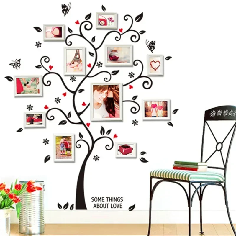 DIY Family Photo Frame Tree Wall Sticker Home Decor Living Room Bedroom Vintage Poster Wall Art Decals Home Decoration Wallpaper