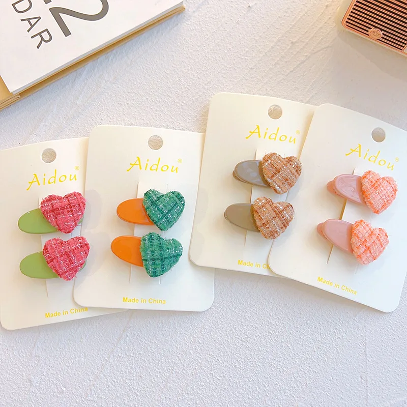 

2pcs/set Mini Casual Fabric Hair Clip for Toddler Girl Simplicity Striped Bang Side Clip Cute Headwear Hair Accessories