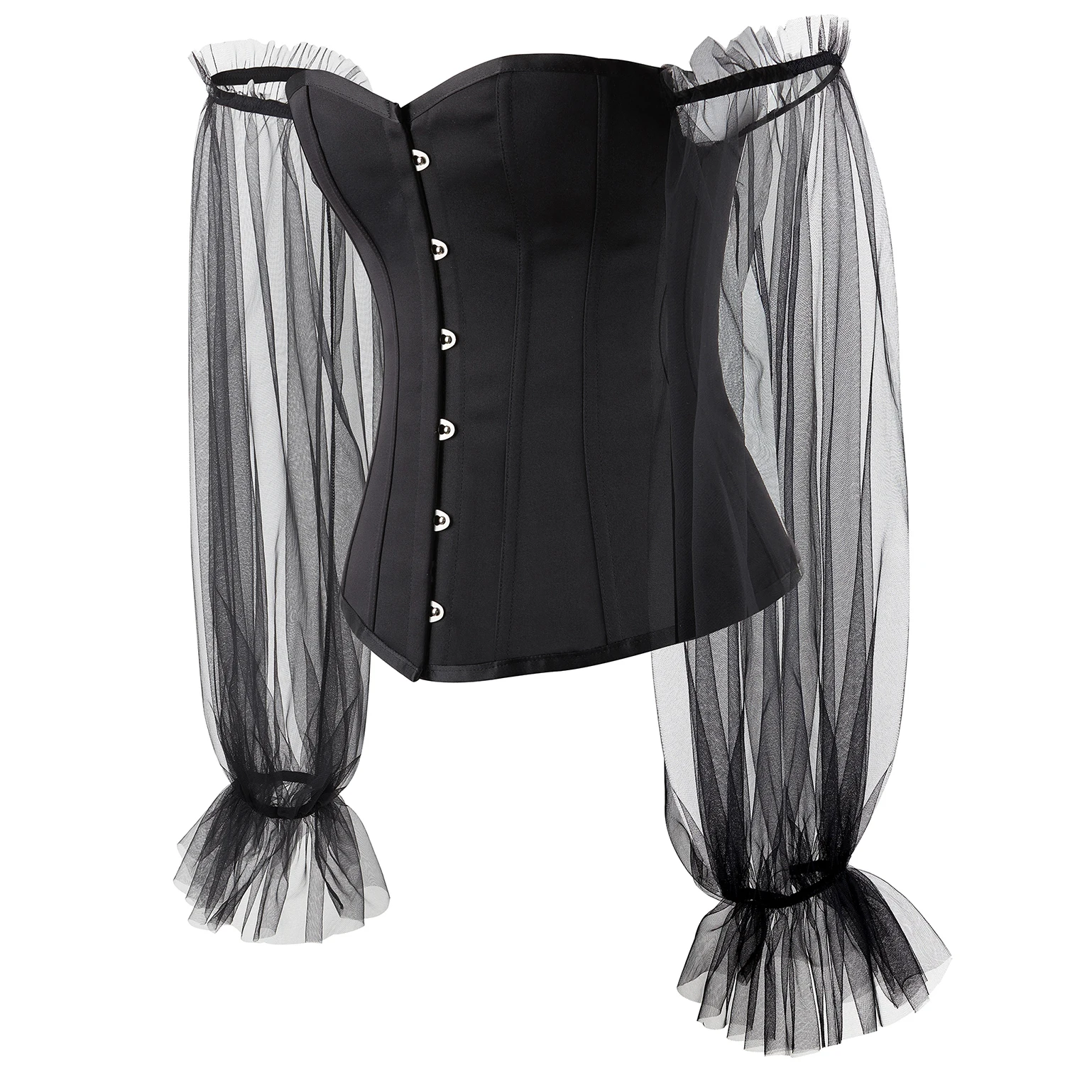 Corset Top With Sleeves Lace Up Bustier Women Gothic Corset and Bustier With Long Sleeve Lace Up Breathable Bodyshaper