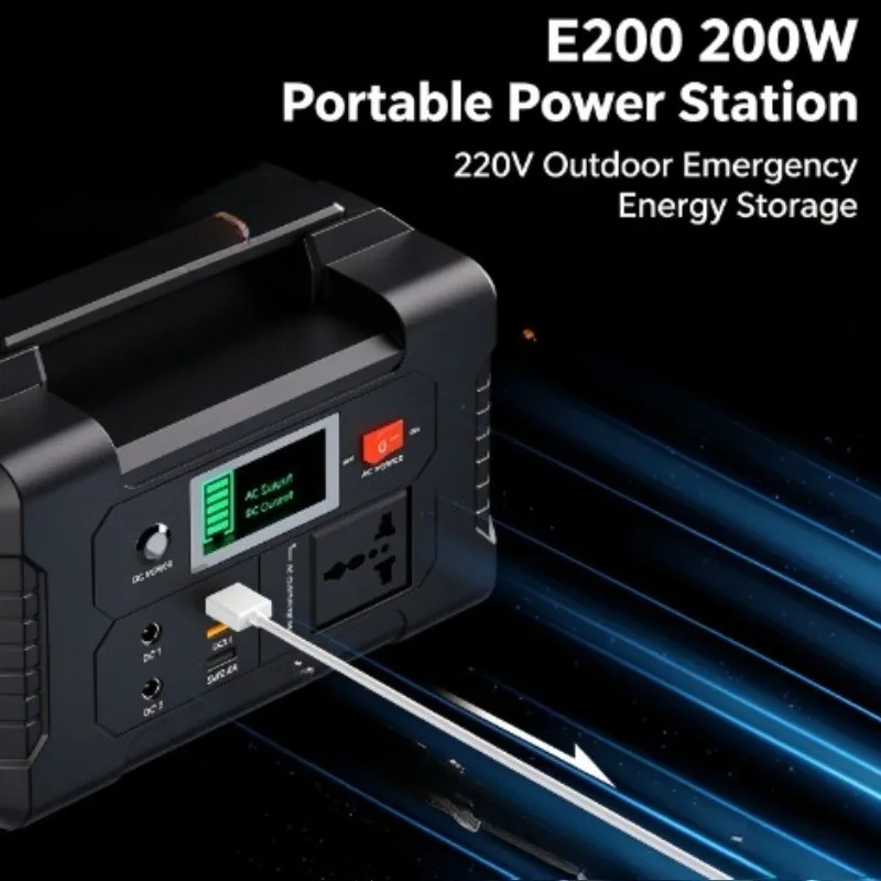 200W Portable 220V Outdoor Power Station Large Capacity Emergency Energy Storage Power Supply