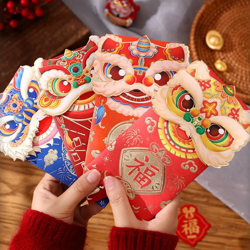 Luck Money Bag Red Envelope 2024 New Year Packet Dragon Pattern Money Bags Best Wishes Good Luck Money Pocket Party Gifts