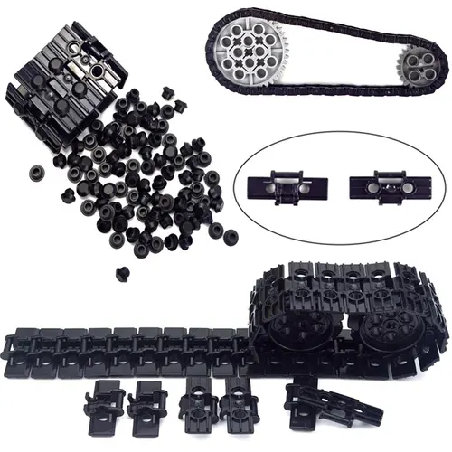 MOC 빌딩 블록 테크니컬 체인 브릭 부품, 캐터필러 트랙 탱크 휠 호환, 88323 57518 57519 3711 24375 장난감
