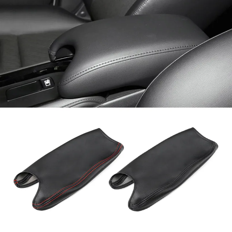 For Honda XRV Vezel H-RV Black / Gray Microfiber Leather Car Interior Center Console Lid Armrest Box Cover Protective Trim