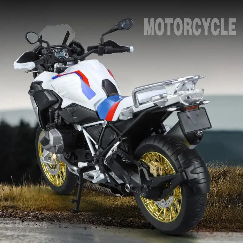 1/9 BMW R1250 GS Toy Motorcycle Model For Children Diecast Metal Motorbike Vehicle Miniature Lightable Collection Gift For Boys