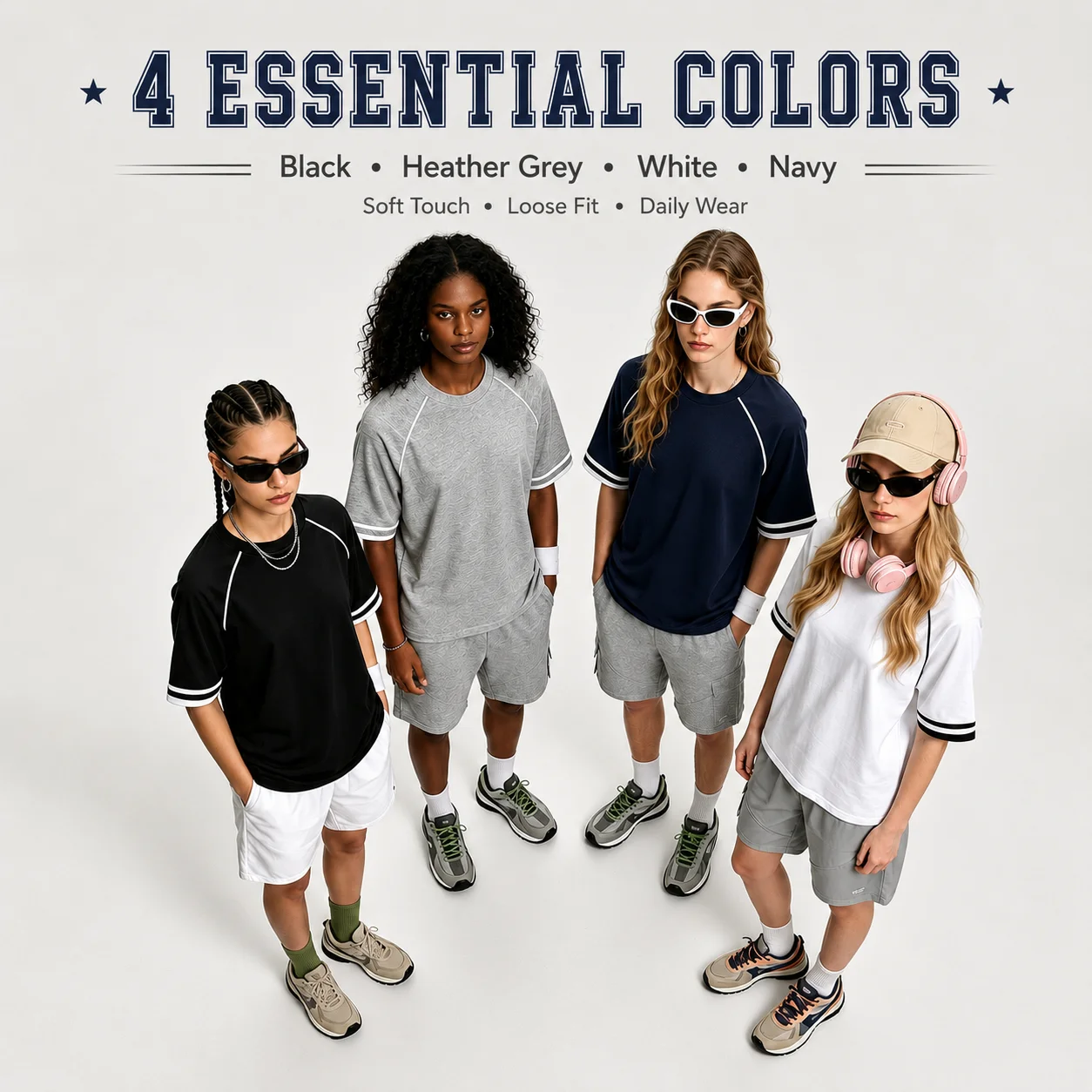 Women Oversized T Shirt American College Style Contrast Color Raglan Sleeve Short Sleeve Cotton Tee Summer Casual Top