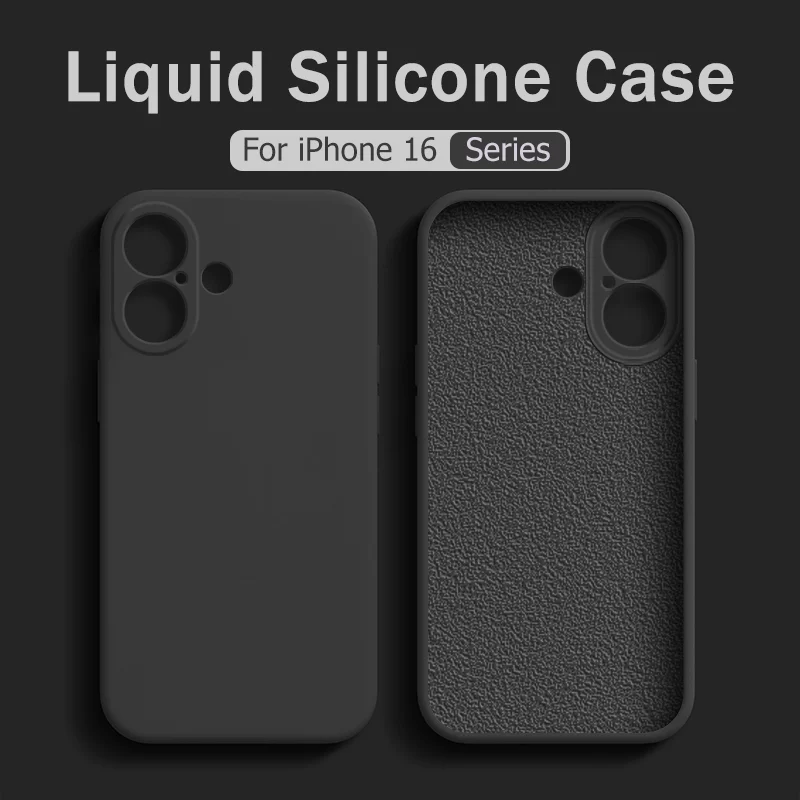 For Apple iPhone 16 15 Liquid Silicone Case Pro Max 13 14 12 11 Plus Soft Phone Protection Shockproof Back Cvoer Accessory