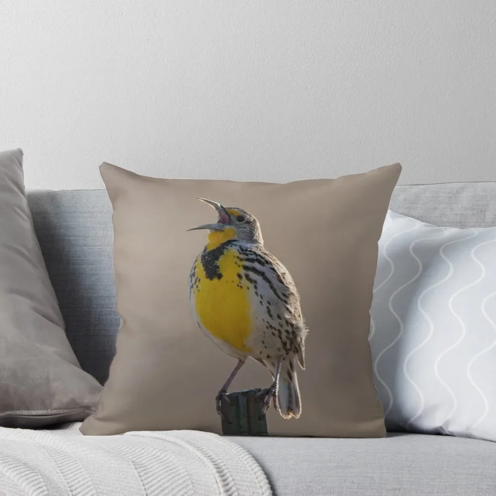 

A Singing Meadowlark Bird Throw Pillow Decorative Cushions Sofa Cushion pillow