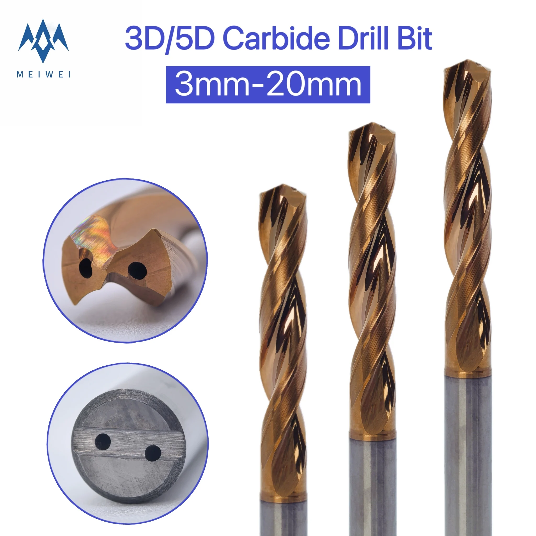 Coolant-Fed Drill Through-Coolant Internal Coolant Twist Drill Bits Inner Cooling Solid Carbide Drilling Tools CNC Metalworking