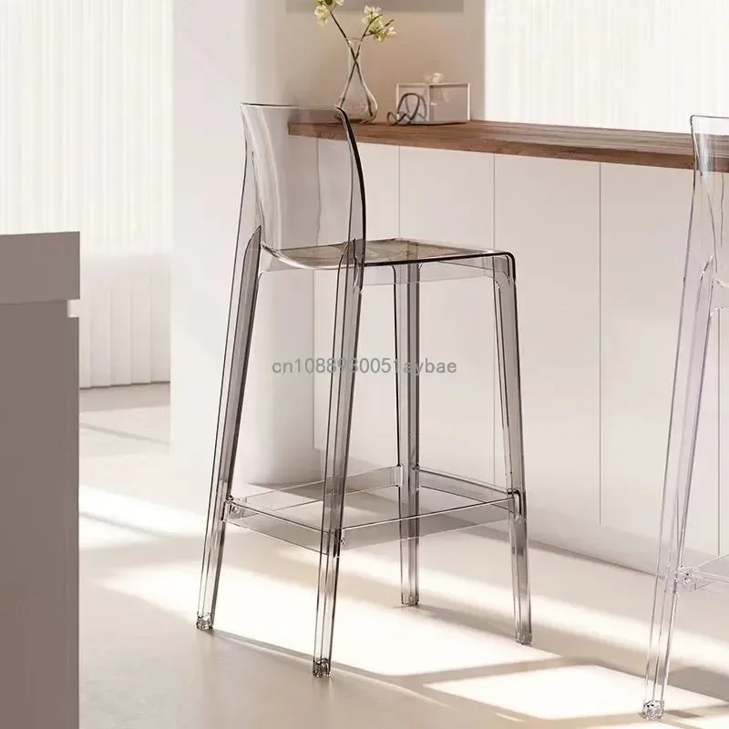 Light Luxury Bar Stool Transparent Acrylic High Stool Creative Cafe Bar Stool Home Living Room Furniture Simple High Chair