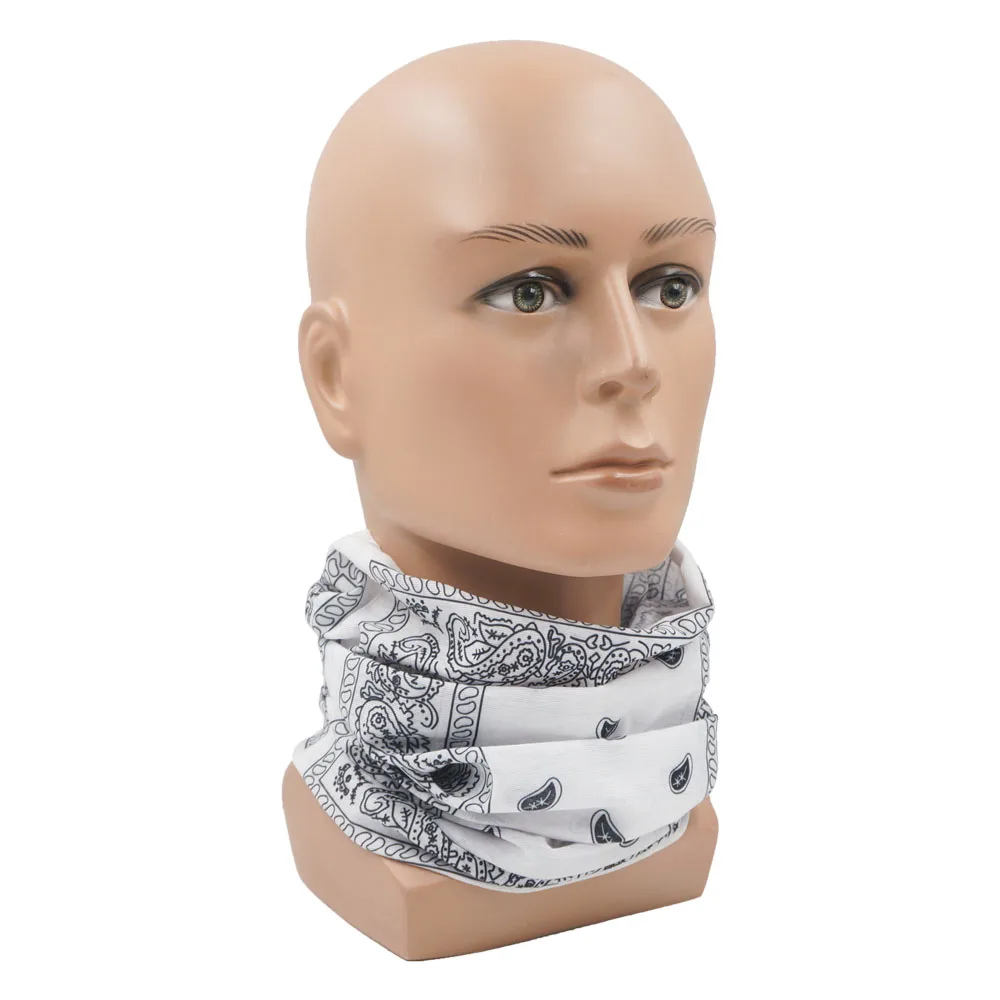 Bandane bianche e nere Ghetta per il collo Tubo Uomo Donna Visiera traspirante senza cuciture Ciclismo Hinking Sport Paisley Bandana