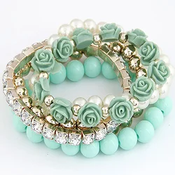Acrylic Flower Beads Bracelets For Women Jewelry Fashion Wrap Flower Bracelets & Bangles Vintage Pulseras Mujer Pulseiras Femme