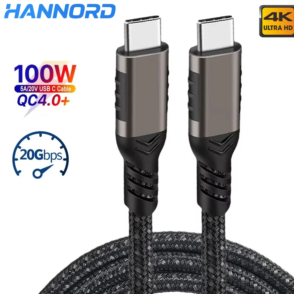 Hannord USB3.2 Gen2 20 Гбит/с Кабель 4K Видеокабель 5A PD100W QC4.0 Быстрая зарядка USB Type C VR Link Кабель Шнур для Macbook Pro