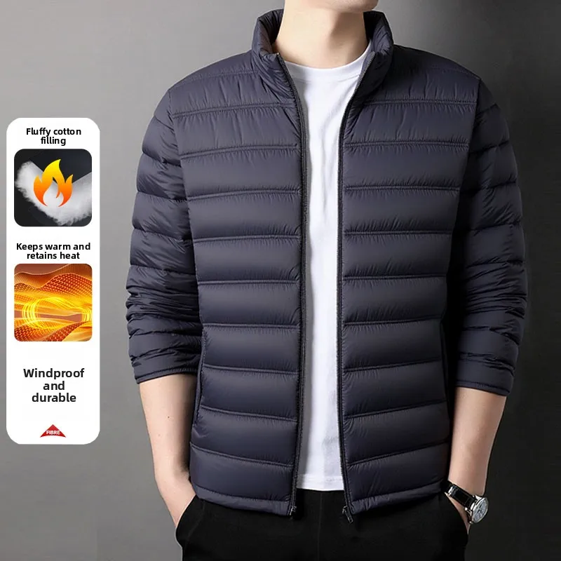 

Autumn Winter Lightweight Men's down Cotton Jaet ort Hooded Warm Lightweight Large Size Casual Cotton Coat Outerwear