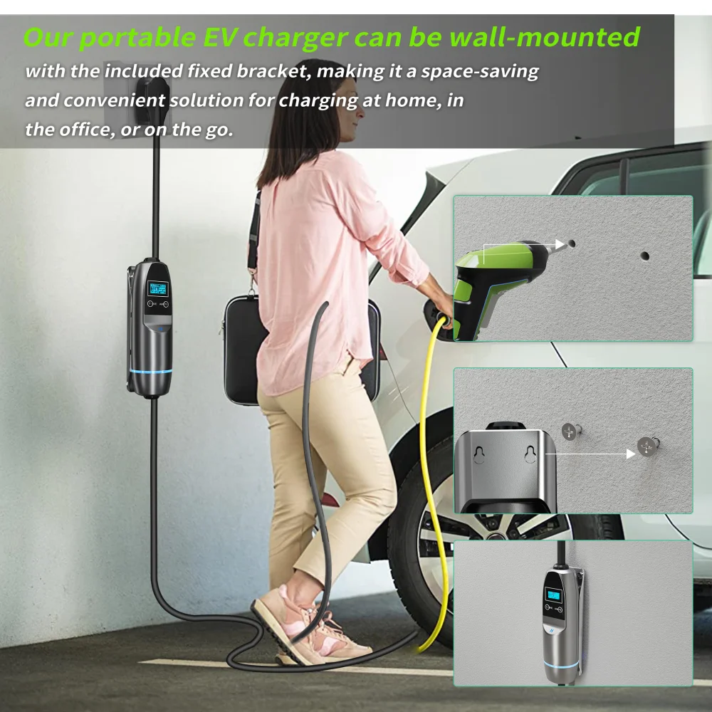 Khons Type2 22KW 32A 3 Fase Draagbare EV Charger Wi-Fi APP EVSE Oplaadkabel 5m CEE Plug laadstation Voor Elektrische Auto