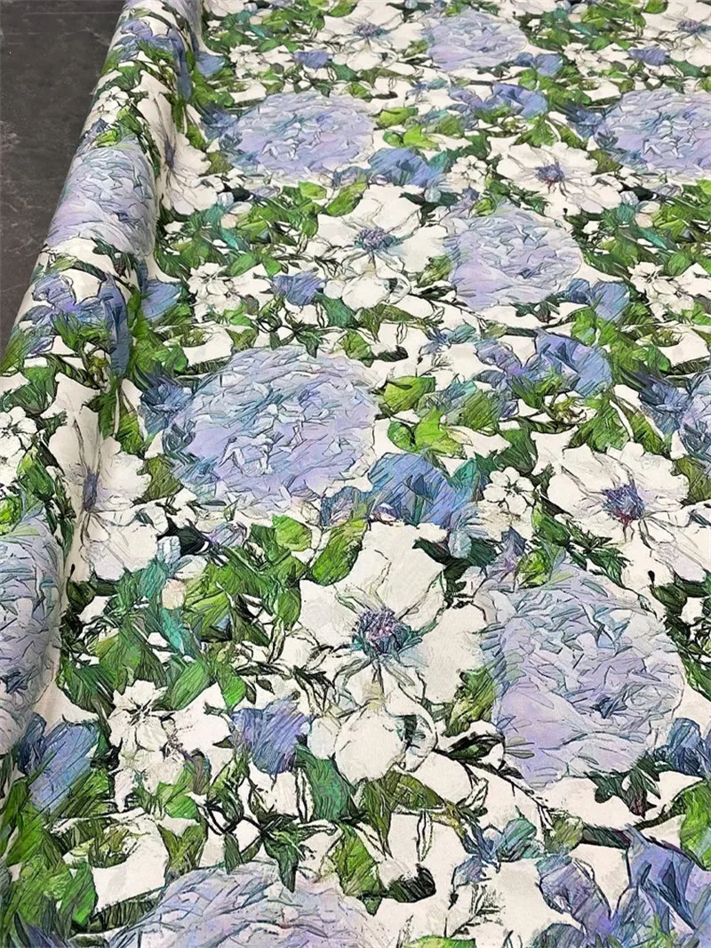 Big Brand Heavy Crepe Mulberry Silk Fabric Painted Flower Print High-end Evening Dress Shirt Natural Silk Satin Fabric By Meter