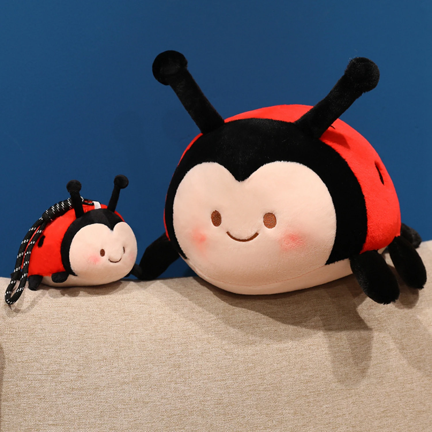 5 Inch Simulated Ladybug Stuffed Animal Insect Plush Toy Cartoon Bug Soft Dolls Squishy Ladybug Pendant Bag Charm Plushie Gifts