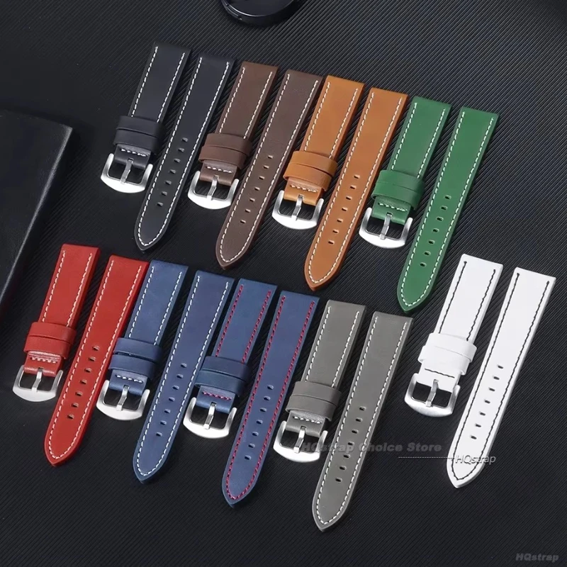 الجلود أشرطة ساعات يد 18 مللي متر 20 مللي متر 22 مللي متر 24 مللي متر الأشرطة النساء الرجال حزام الساعات ساعة اكسسوارات البني الأسود الأزرق حزام استبدال حزام