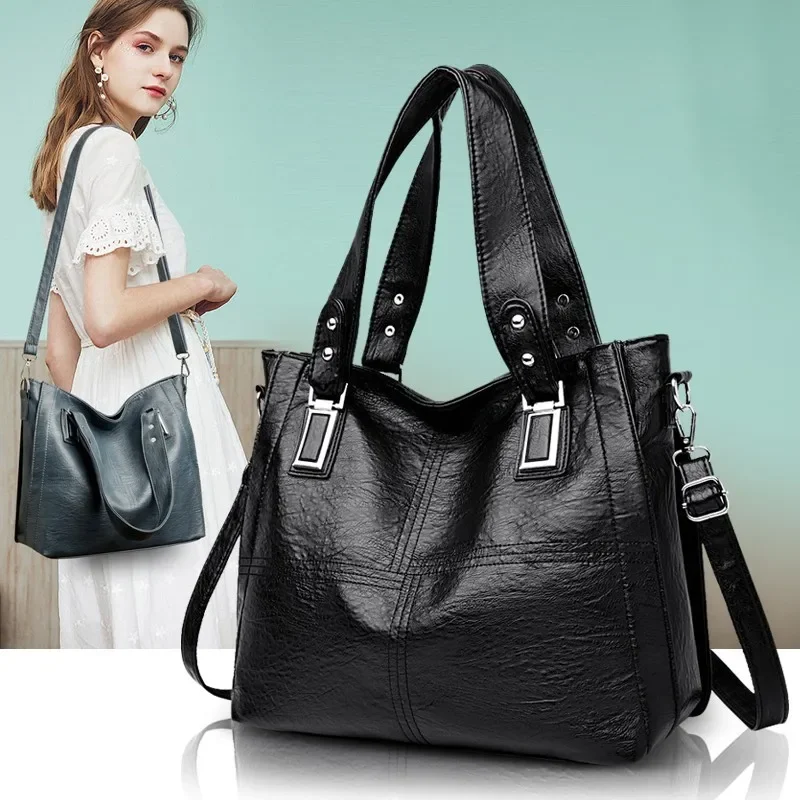 Large Capacity Middle-aged Women's Portable Large Bag 2024 New Spring and Summer Mother Bag Women's Casual Simple Splicing Bag