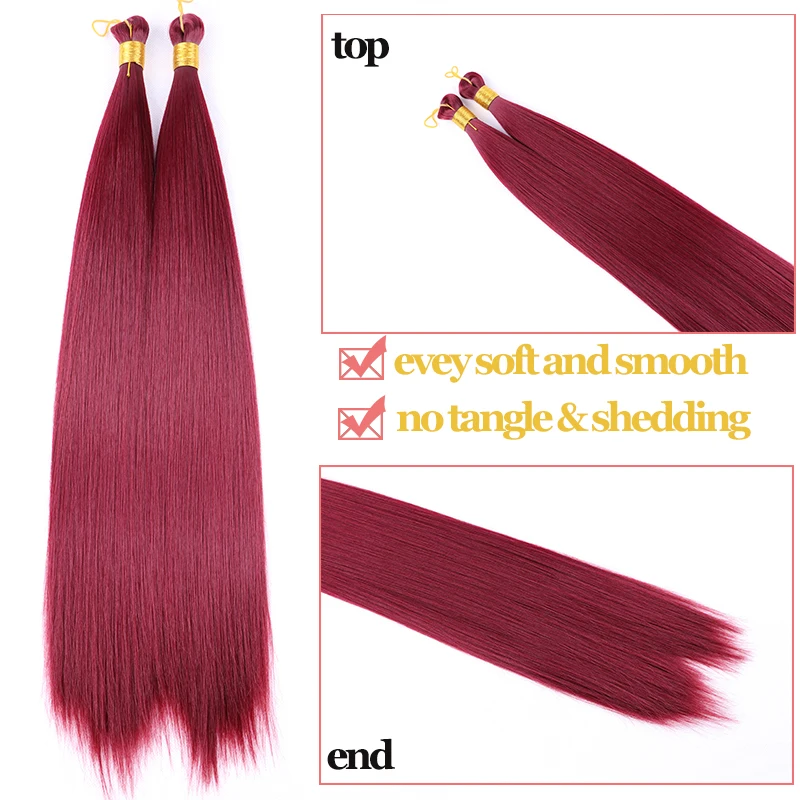 เต็มรูปแบบสังเคราะห์ตรง Bulk 22 "สูงอุณหภูมิรวมกลุ่มผม Braiding Crochet ผมสีดำสีน้ำตาลสีบลอนด์