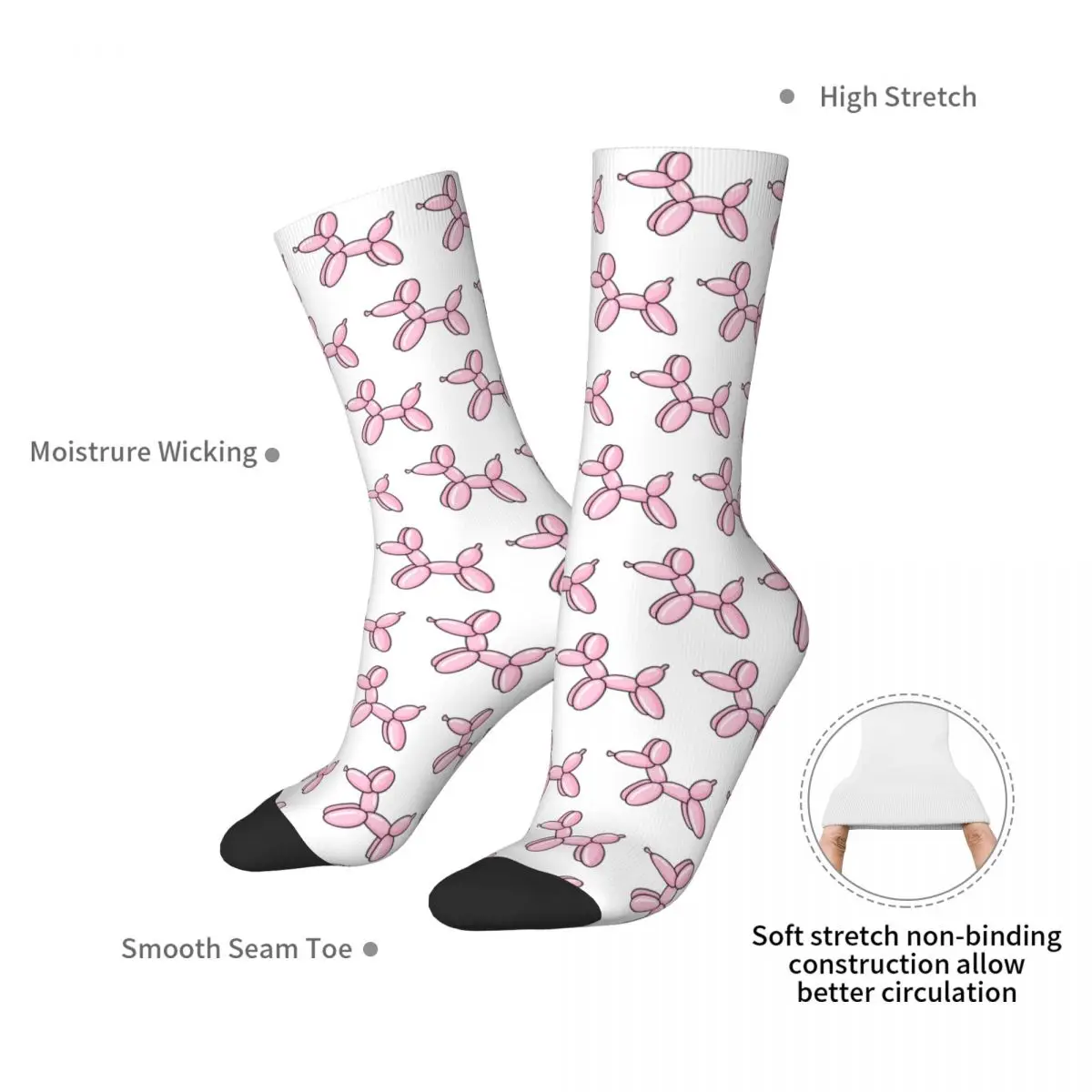 Balloon Dog Pink Socks Harajuku Super Soft Stockings All Season Long Socks Accessories for Unisex Gifts