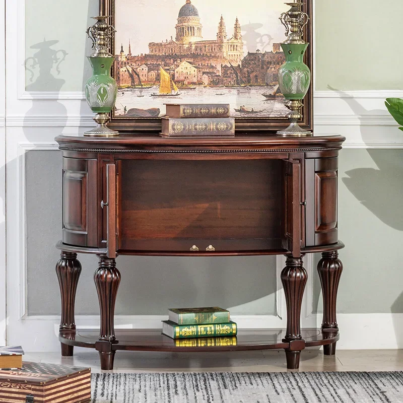 Table de porche européenne en bois massif, armoire de séparation, armoire de porche américaine, longue table contre le couloir mural