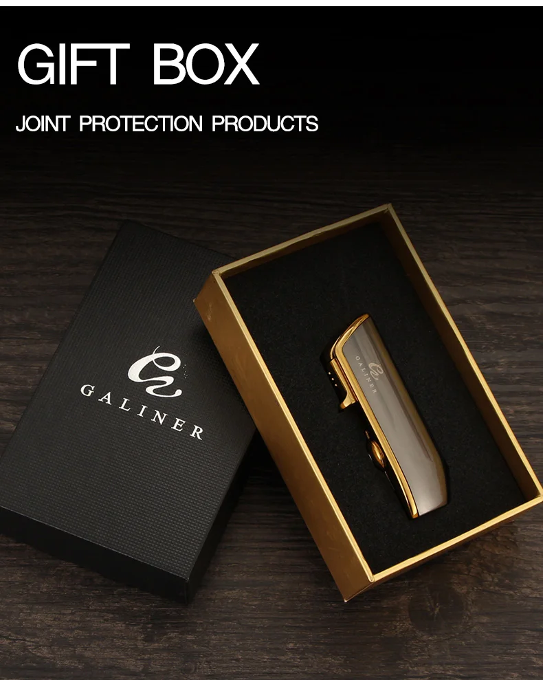 GALINER Metal Cigar Lighter Windproof Portable Butane Gas 3 Torch Jet Lighters Cigar Tool With Cigar Punch
