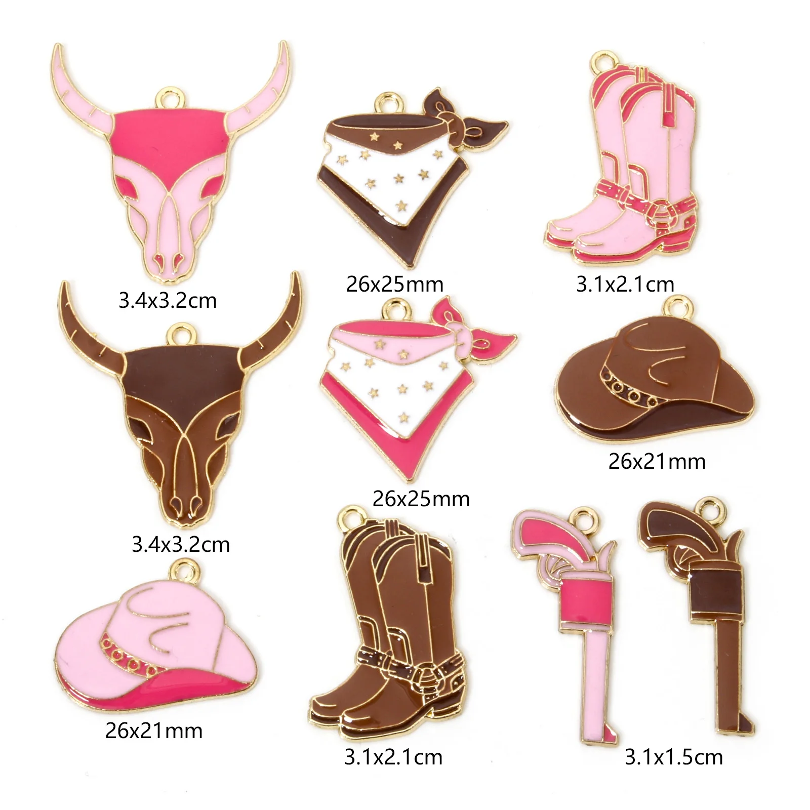 10pcs Vintage West Cowboy Charms Multicolor Boots Hat Enamel Pendants DIY Necklace Earrings For Women Party Jewelry Findings