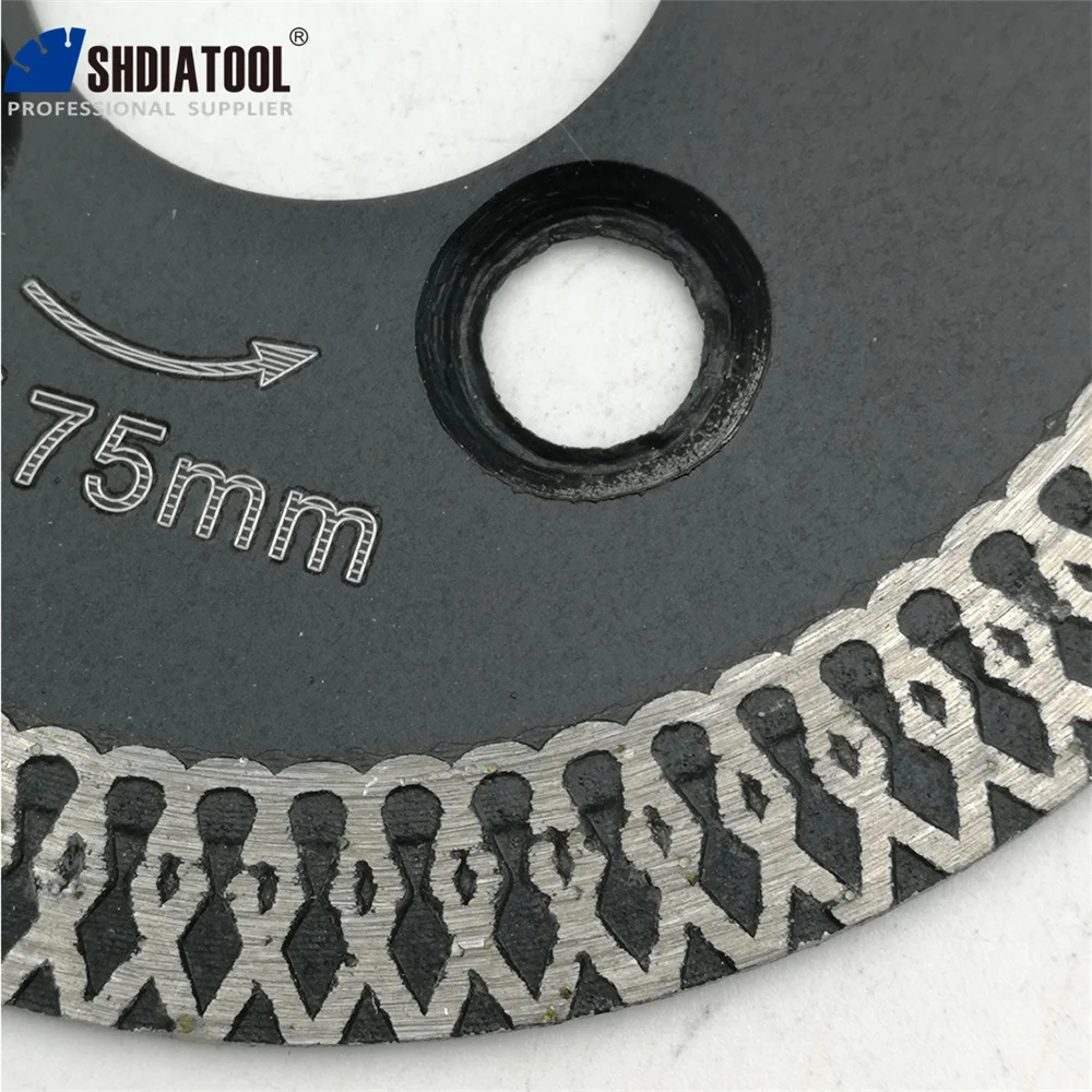 SHDIATOOL 2 pezzi 75mm pressato a caldo Mini Mesh Turbo Rim diamante incisione lame per sega con dischi rimovibili M14 flangia