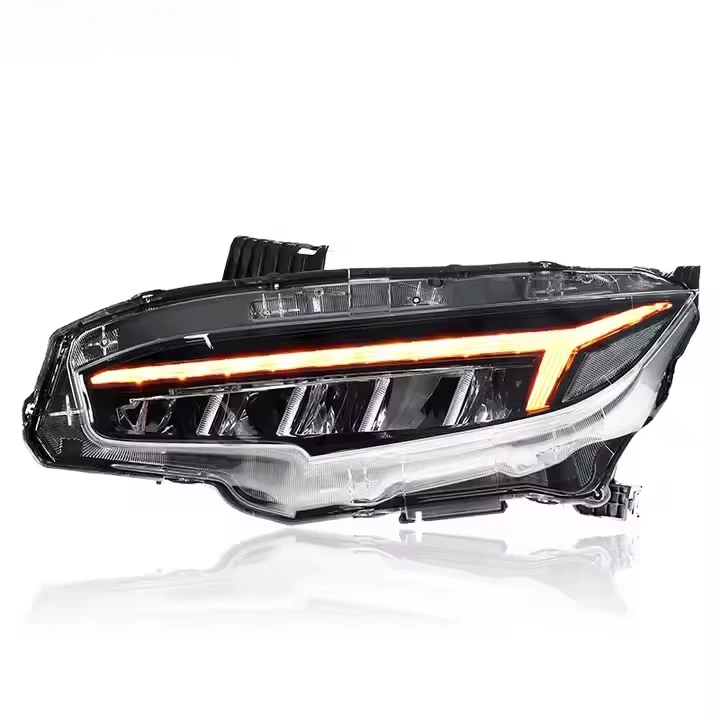 LED Headlight Full Light Source RGB System Daytime Running Lights Streamer Steering for Honda 10th Civic 2016-2021