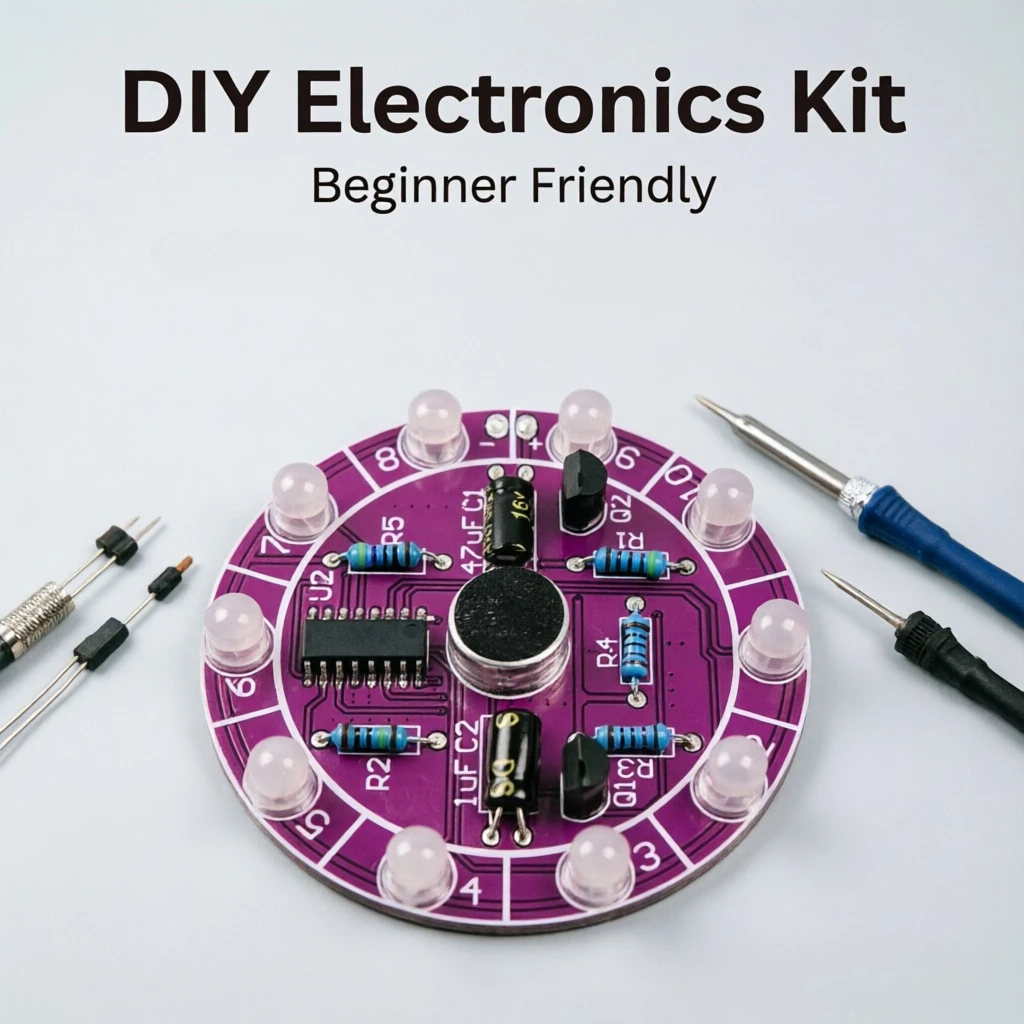Educational Electronics Kit - Build a Sound-Activated LED Waterfall Light with CD4017 IC, Easy Soldering for Beginners