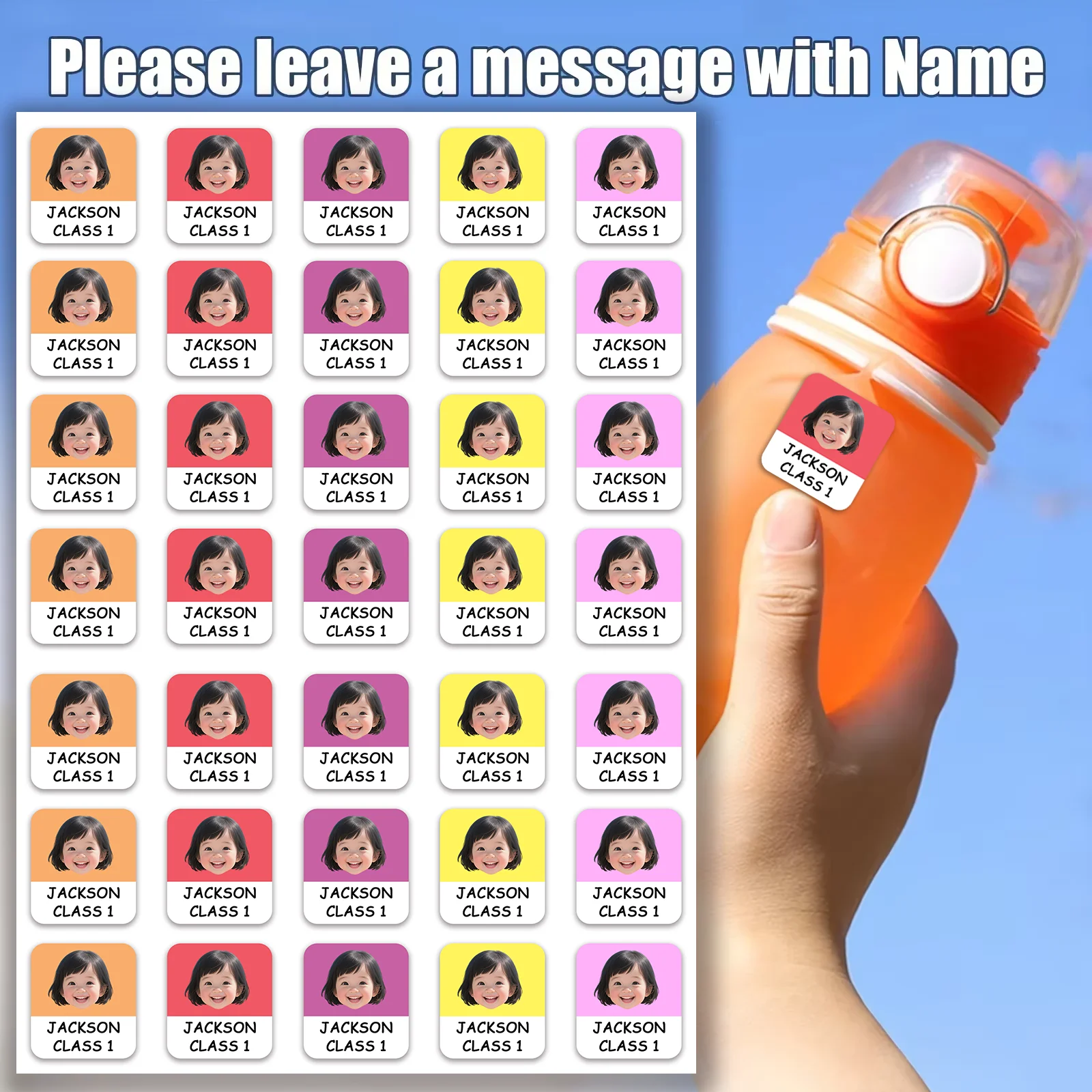 

Personalized Label Stickers -Custom Name Stickers for Water Bottles, Cups, and Children's Kindergarten Stationery Waterproof ZP1
