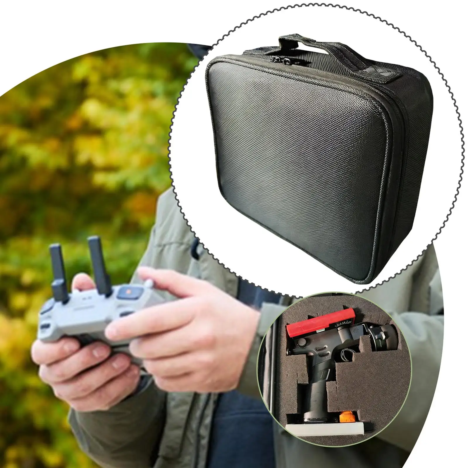 RC Controller Carry Bag Adjustable Foam Storage Case Sponge Nylon Lightweight Bag for NB4 Transmitter Travel